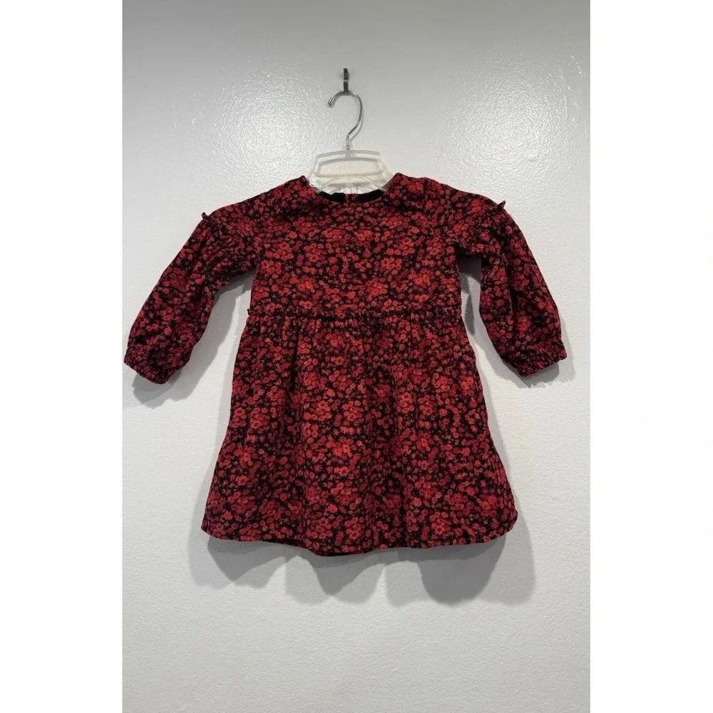 Baby Gap Red Floral Cordorouy Dress 4 Years Long Sleeve Cottage Western Country